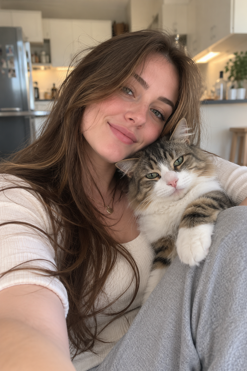 Sarah Mitchell with her cat